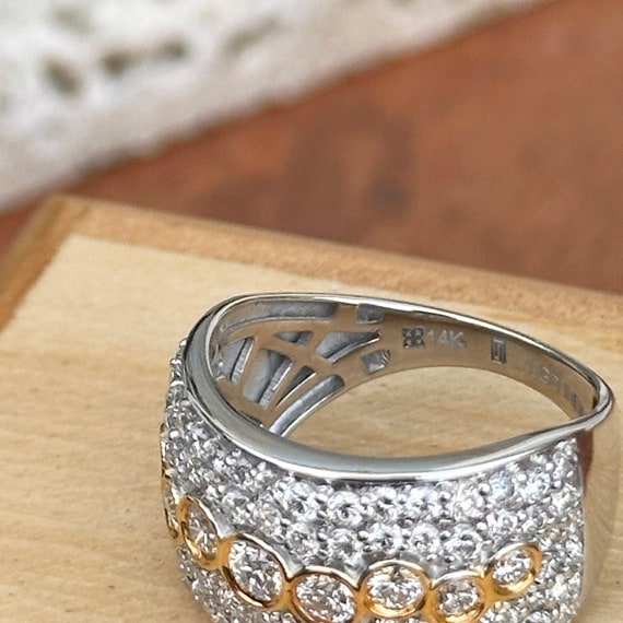 Vintage 14KT White and Yellow Gold Pave and Bezel… - image 4