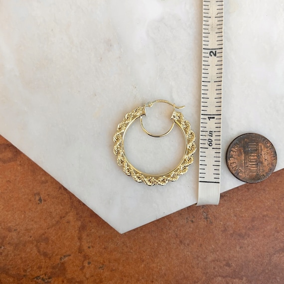 26.57mm 14K Yellow Gold Polished, Satin & Shiny-Cut Hoop