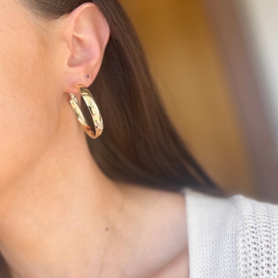 Personalized Jewelry 14k Gold Hoop Earrings Inch 14KT