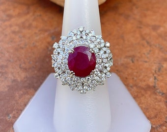 Estate Vintage Large 18KT White Gold Pave Diamond Round + Estate Vintage Large 18KT White Gold Pave Diamond Round +