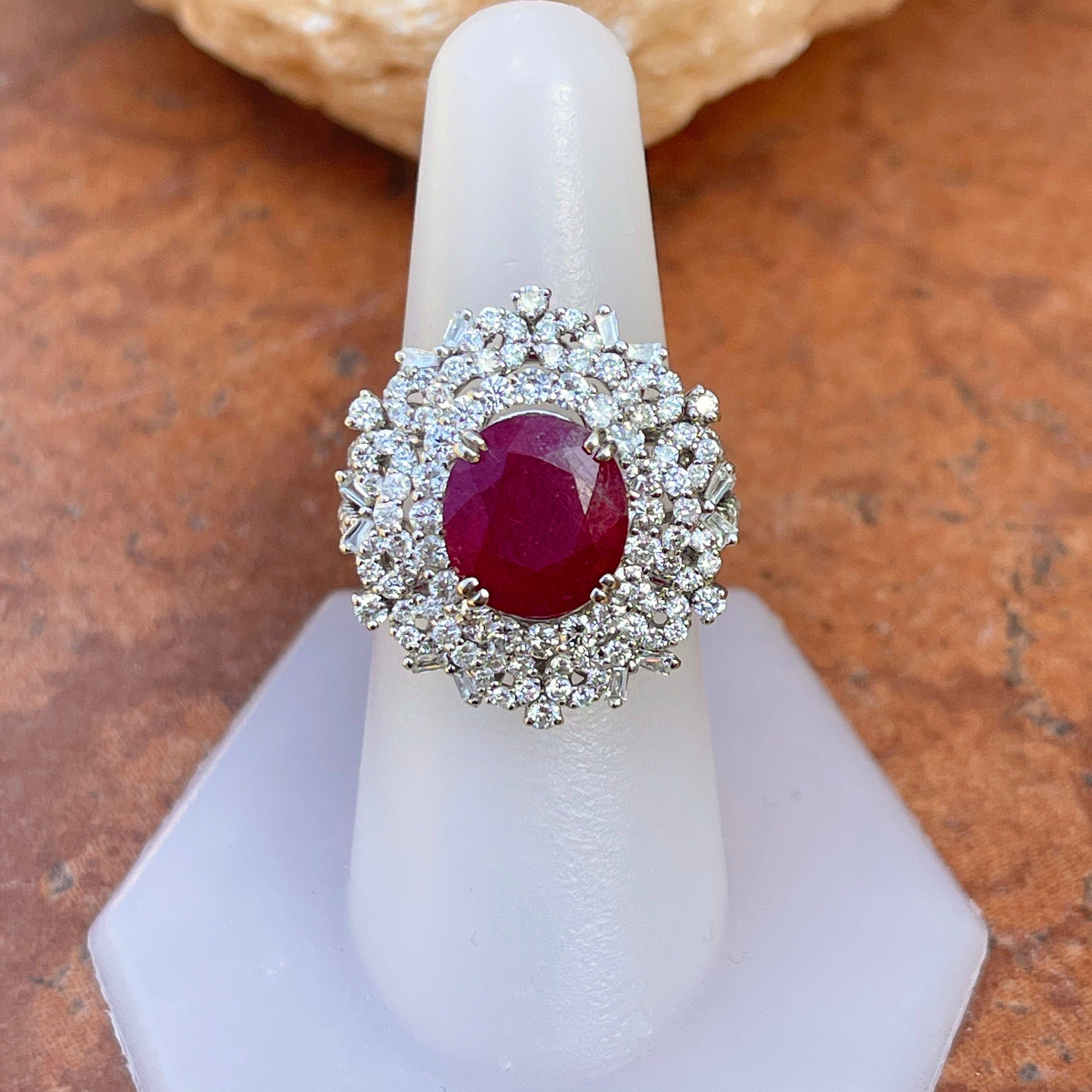 Estate Vintage Large 18KT White Gold Pave Diamond Round + Estate Vintage Large 18KT White Gold Pave Diamond Round +