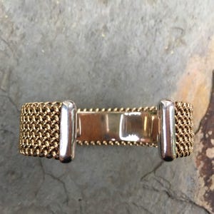 Nachlass / Vintage 14KT Gelbgold & Weißgold Armreif Manschette Armband Mesh Heavy Weave