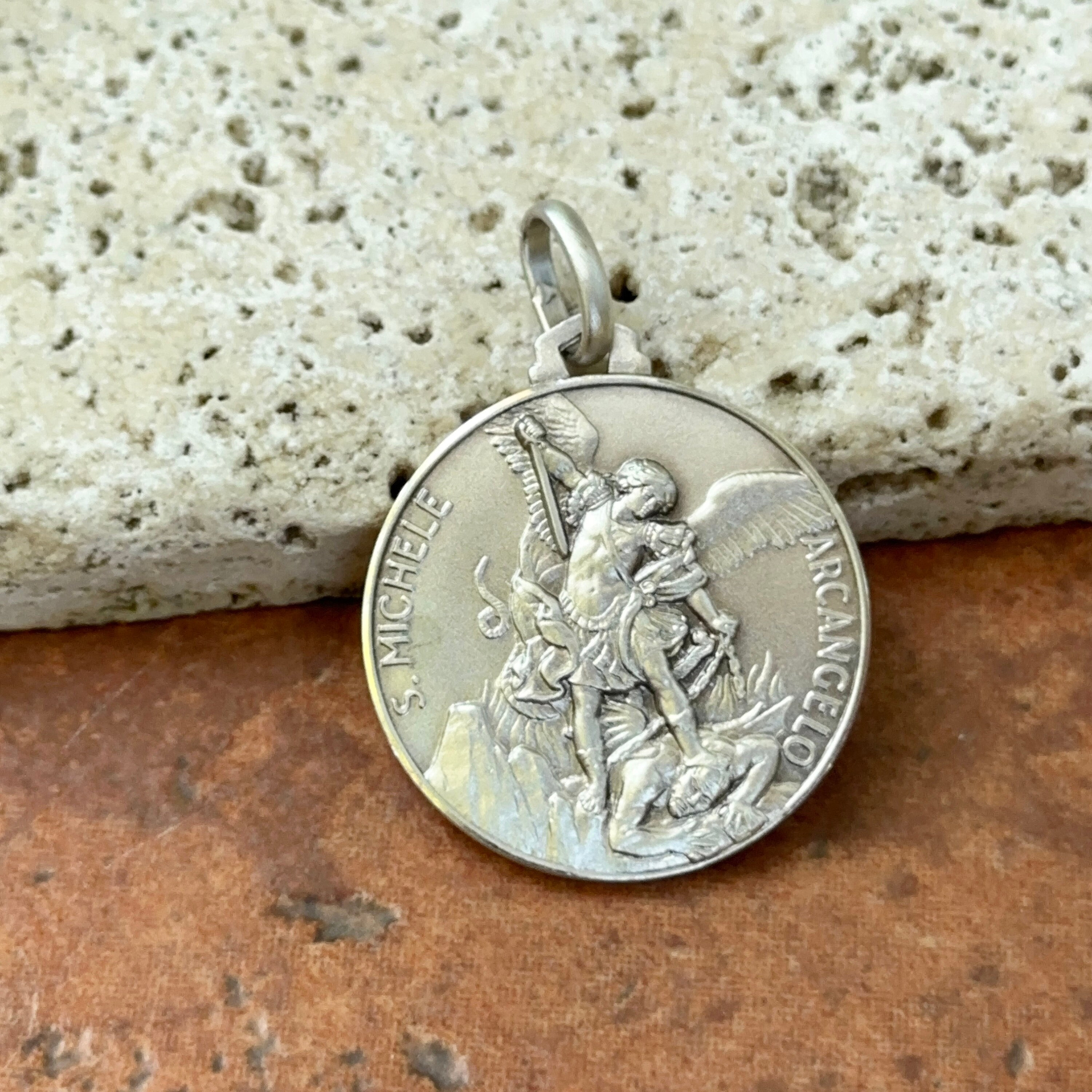 Sterling Silver Antiqued St Michael Patron Saint of Police Round ...