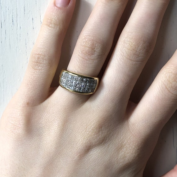 Estate Vintage 18KT Yellow Gold  Princess-Cut Dia… - image 10