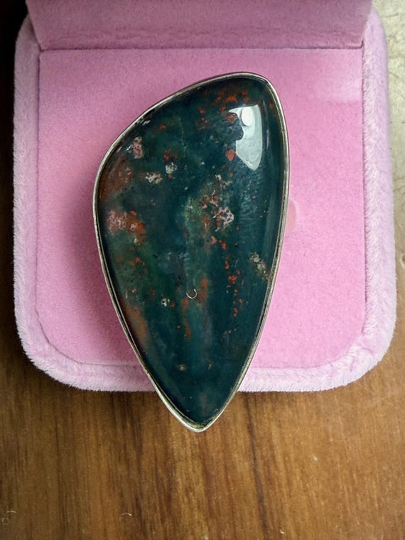 Sterling Silver Large Triangular Bloodstone Size … - image 1
