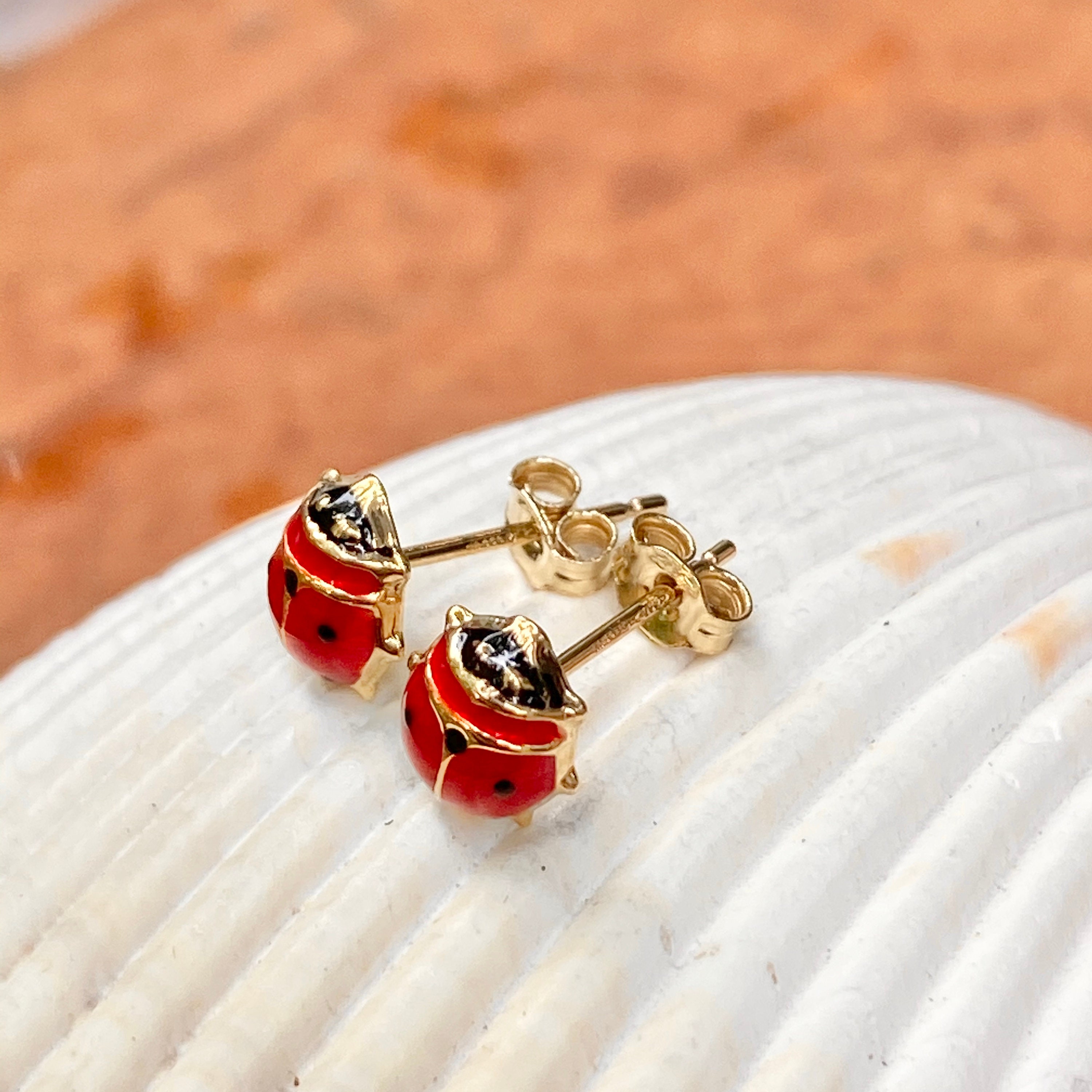 Orecchini Pendenti A Coccinella Rossi E Neri – Placcati Oro Giallo, Nuovi, Stile Divertente - Foto 5