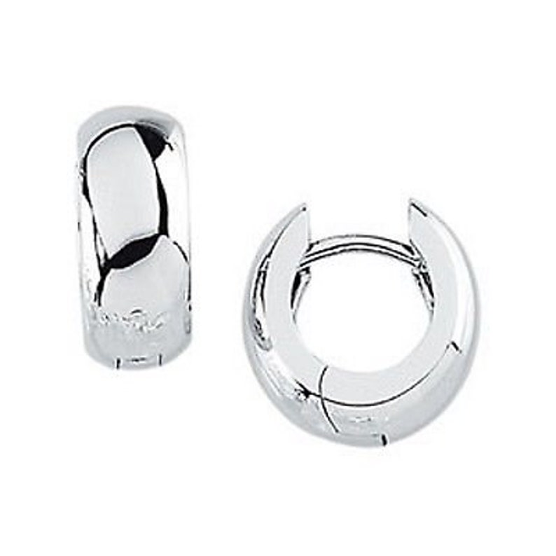 Sterling Silver Rounded Huggie Hoop Earrings Designer Small 12.75 MM NEW