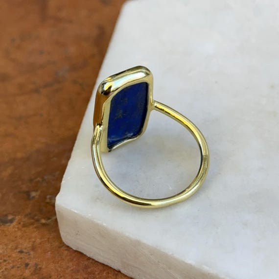 Yellow Gold-Filled Rectangular Bezel Set Lapis La… - image 8