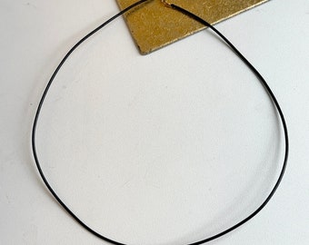 14KT Yellow Gold Black Leather Cord Necklace 1.5mm NEW Choose your Length