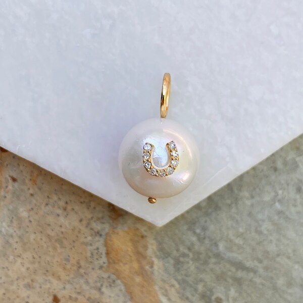 14k Yellow Gold Horseshoe Pendant With Diamonds - Good Luck Charm Necklace, Handcrafted In USA - View #9