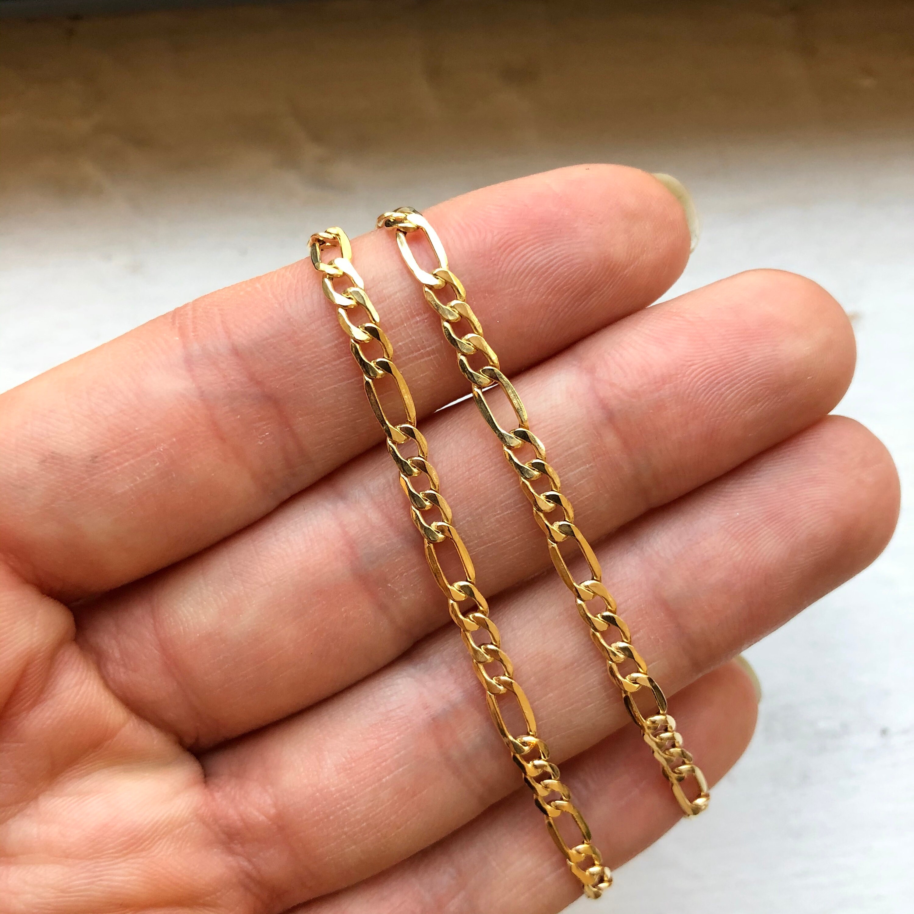 14K Gelbgoldkette 14K Massive Gelbgold-Figaro-Kette – Für Herren