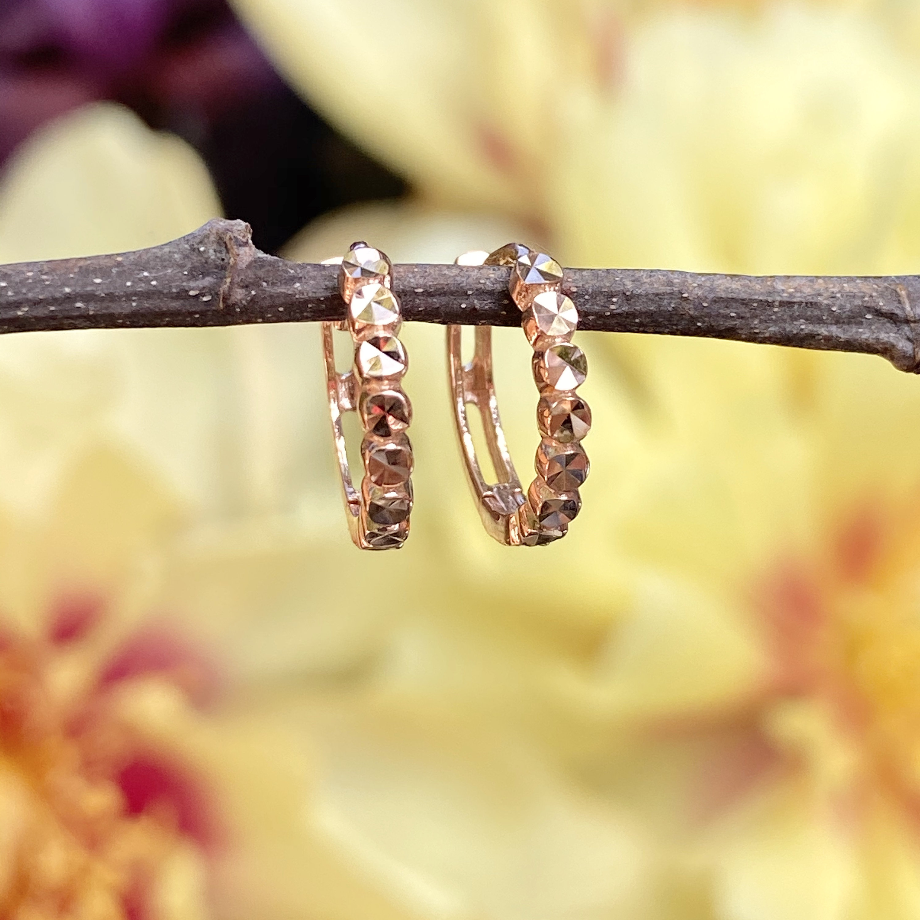 Orecchini A Cerchio Huggie In Argento 925 Placcato Oro Rosa, Con Diamanti Simulati 1.50 Ct (v_touchjewelry)