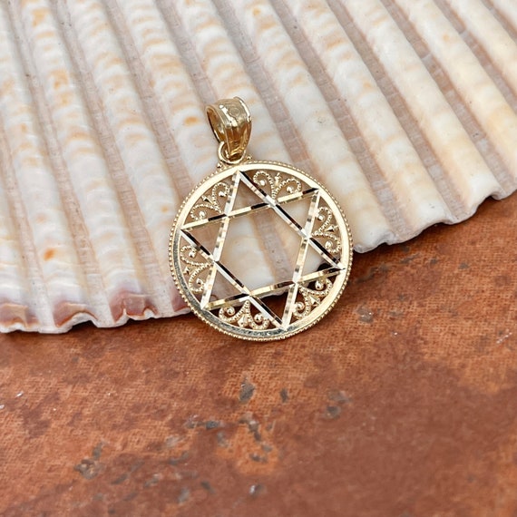 14k Yellow Gold Round Filigree Star Of David Pendant 14k Yellow Gold Round Filigree Star Of David Pendant