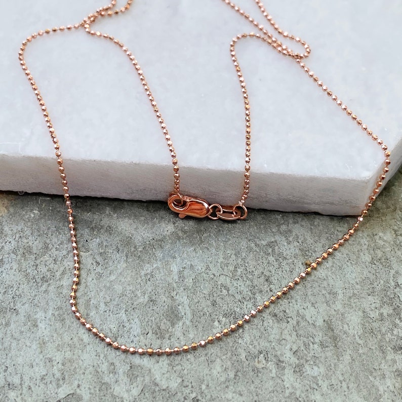 14KT Rose Gold DiamondCut 1MM Beaded Ball Link Chain Necklace Etsy