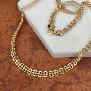 Estate Vintage 14KT Gold Yellow and White Gold Open Weave Collar Necklace 18”