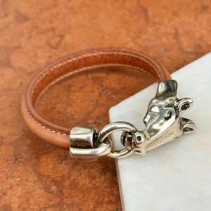 Silver Horse Head and Bit Brown Leather Bracelet 8 inches