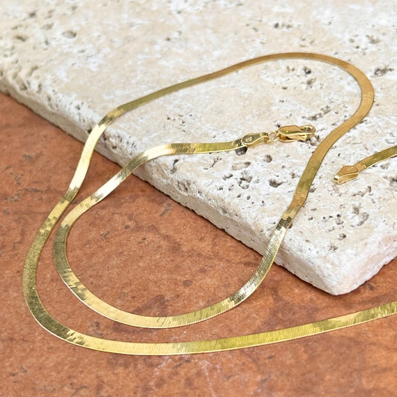 Collana In Oro Giallo 10 Kt Massiccio A Spina Di Pesce – Catena Flessibile 3 Mm, Lunghezza 16 Pollici, Made In Italy - Foto 10