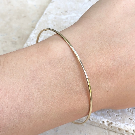 Solid 14k 1.5mm Rose Gold Slip-on Bangle Bracelet Solid 14k 1.5mm Rose Gold Slip-on Bangle Bracelet