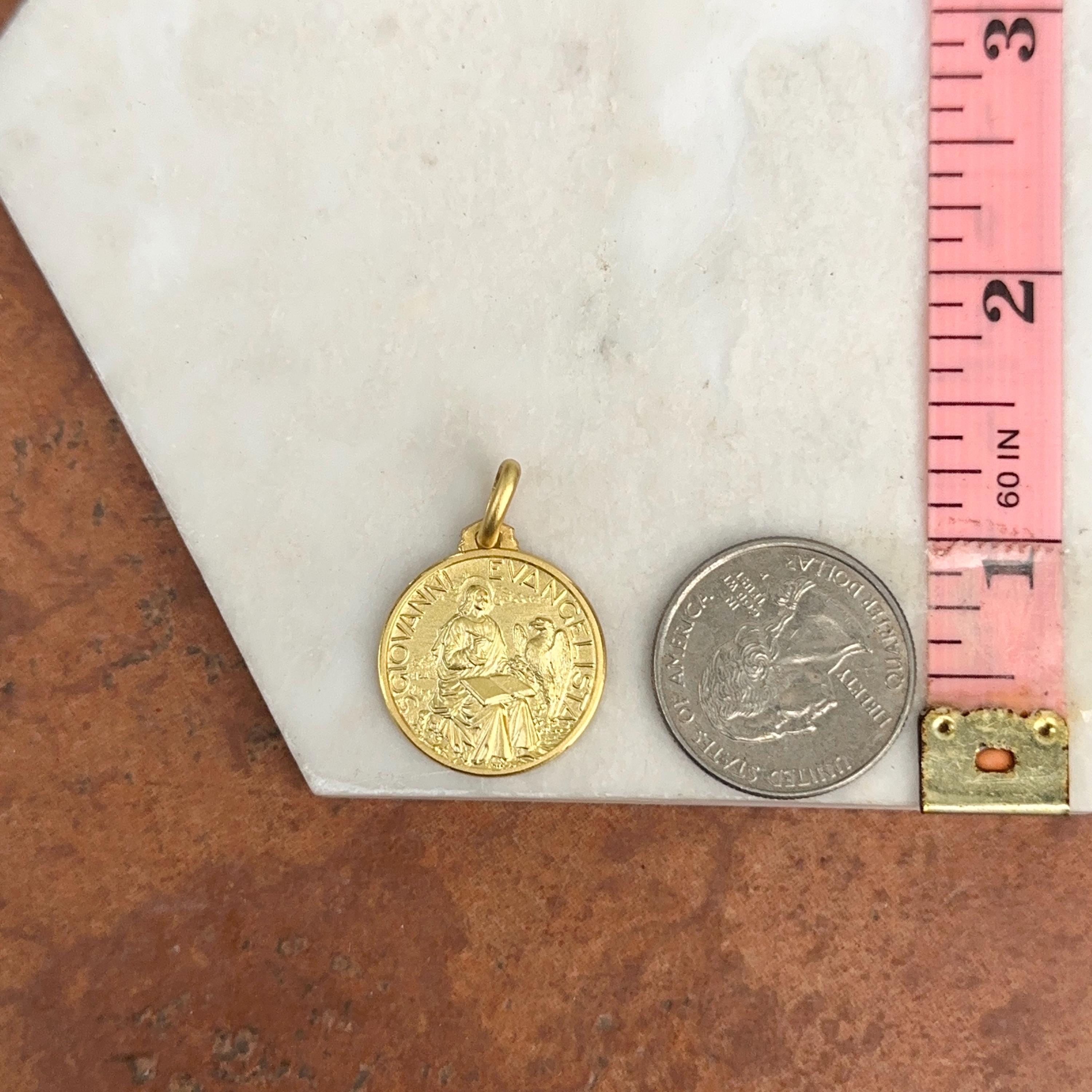 14KT Yellow Gold St John the Baptist Medal Pendant Charm 21mm Matte ...