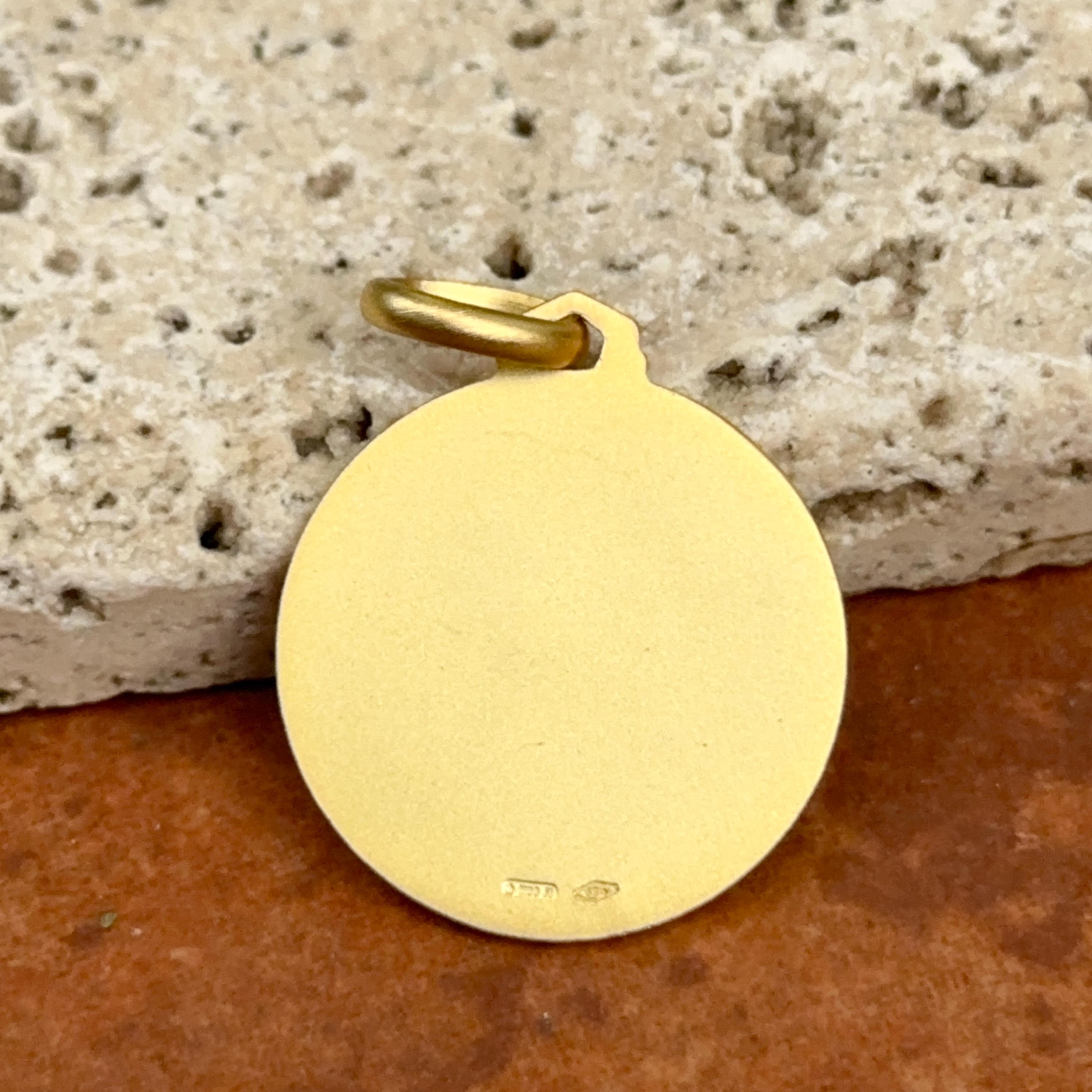 14KT Yellow Gold St John the Baptist Medal Pendant Charm 21mm Matte ...