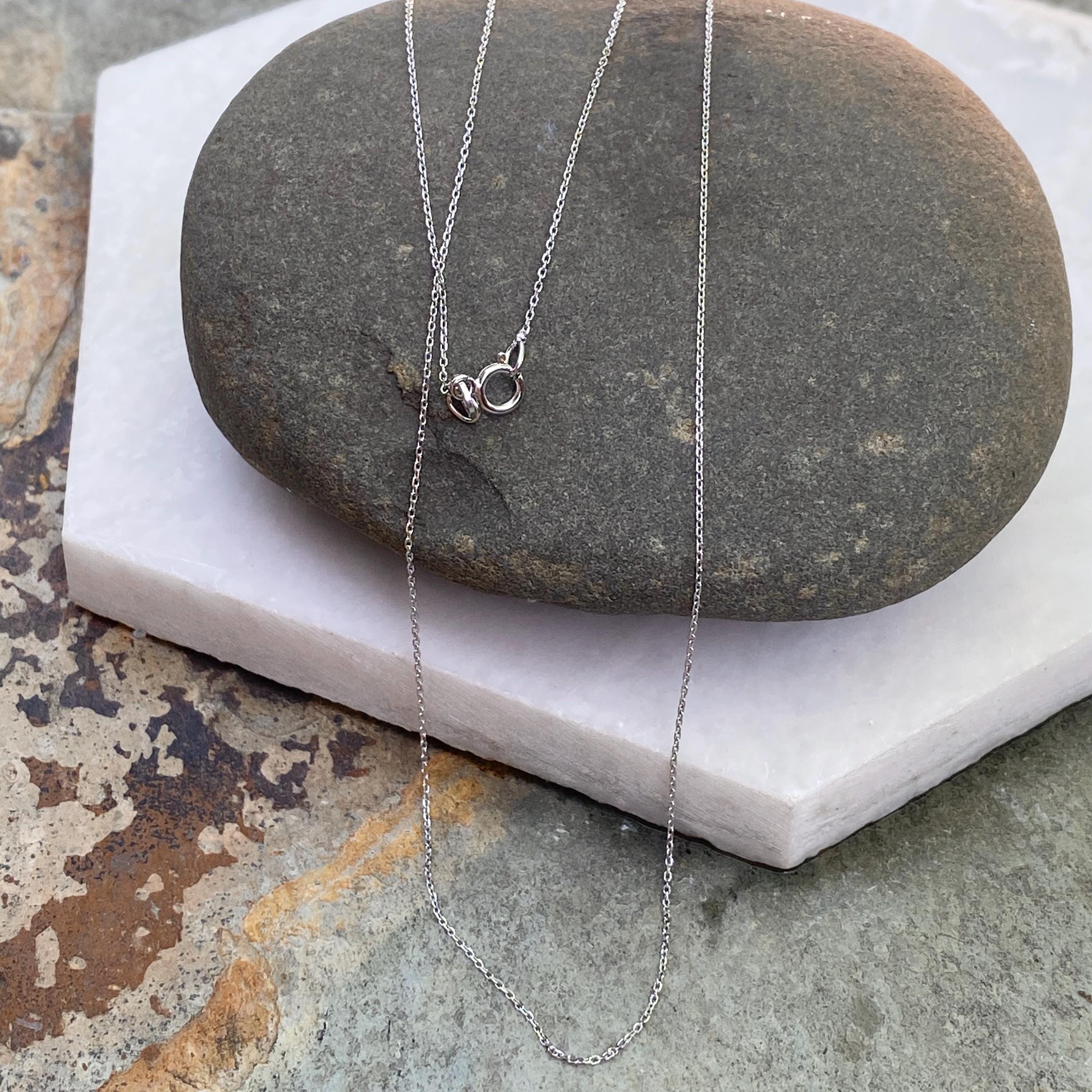 14KT White Gold Diamond-cut Cable .60mm Link Chain Necklace NEW