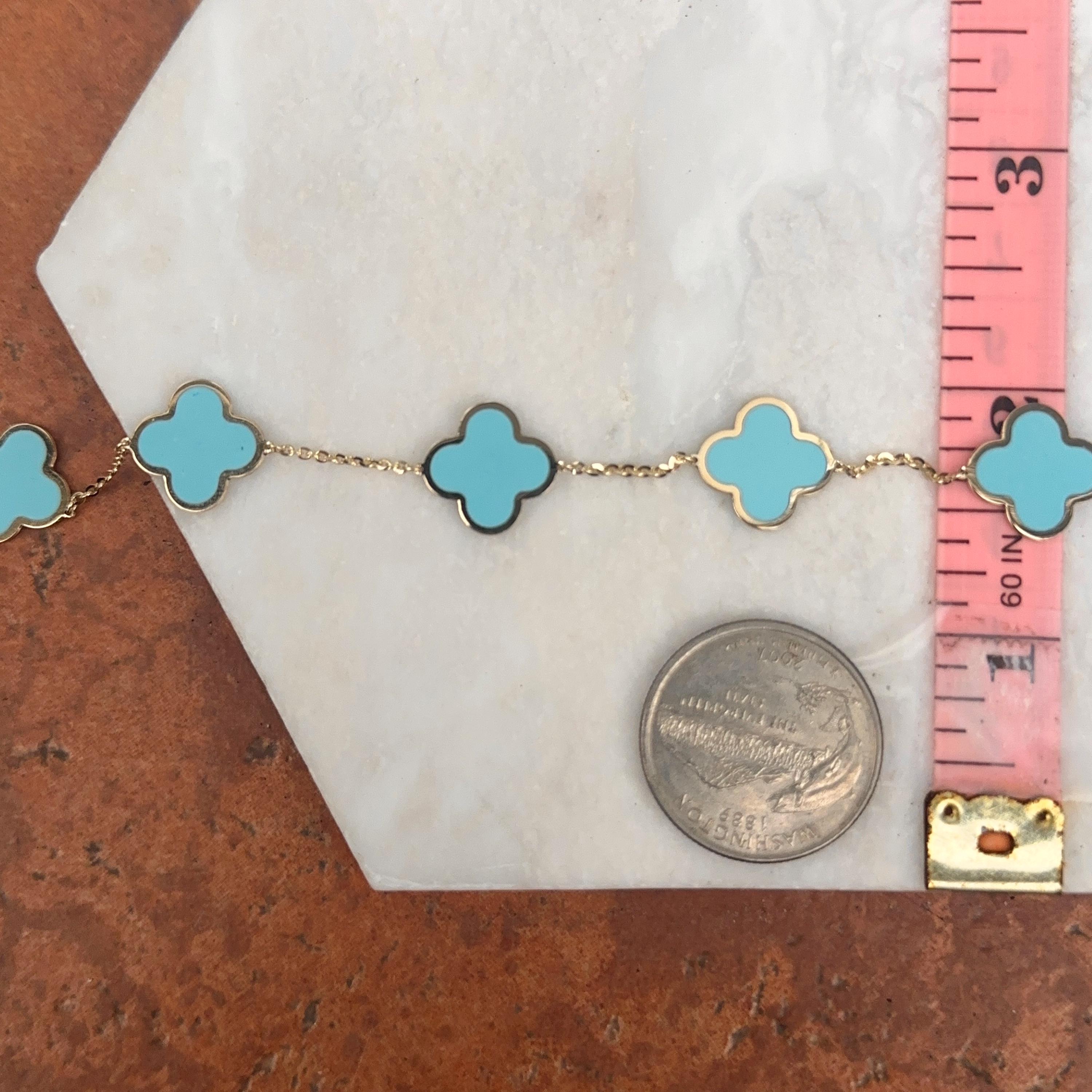 ●tow tow archive● Clover Symbol Bracelet Turquoise TBH42CD 9ct Yellow Gold Turquoise Clover Bracelet - Etsy
