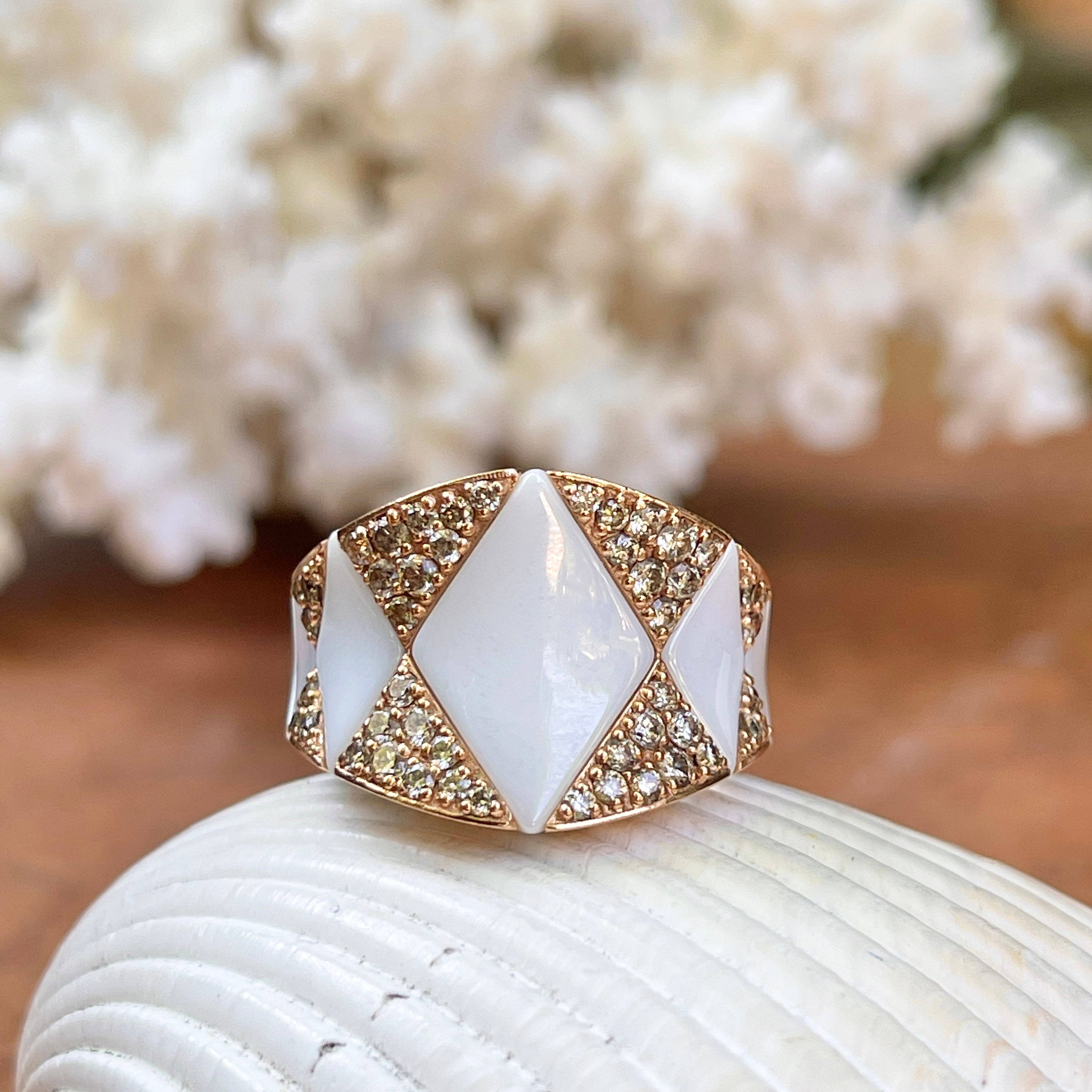 Estate Designer Roberto Demeglio 18KT Rose Gold Gold Pave Diamond Stretch  Flexible Ring Band - Etsy