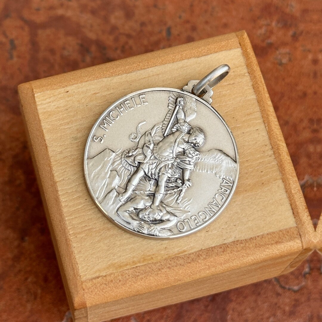 Sterling Silver Antiqued St Michael Patron Saint of Police Round ...