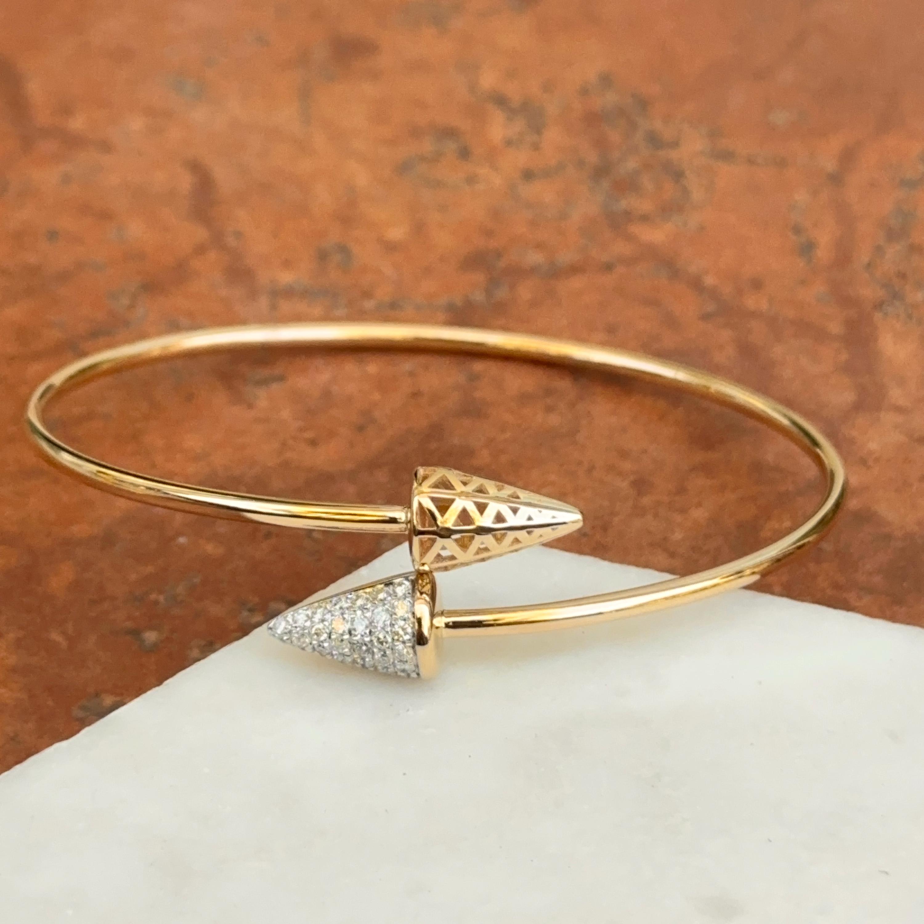 Estate/ Vintage 14KT Yellow Gold Pave Set Triangle Diamond Bypass