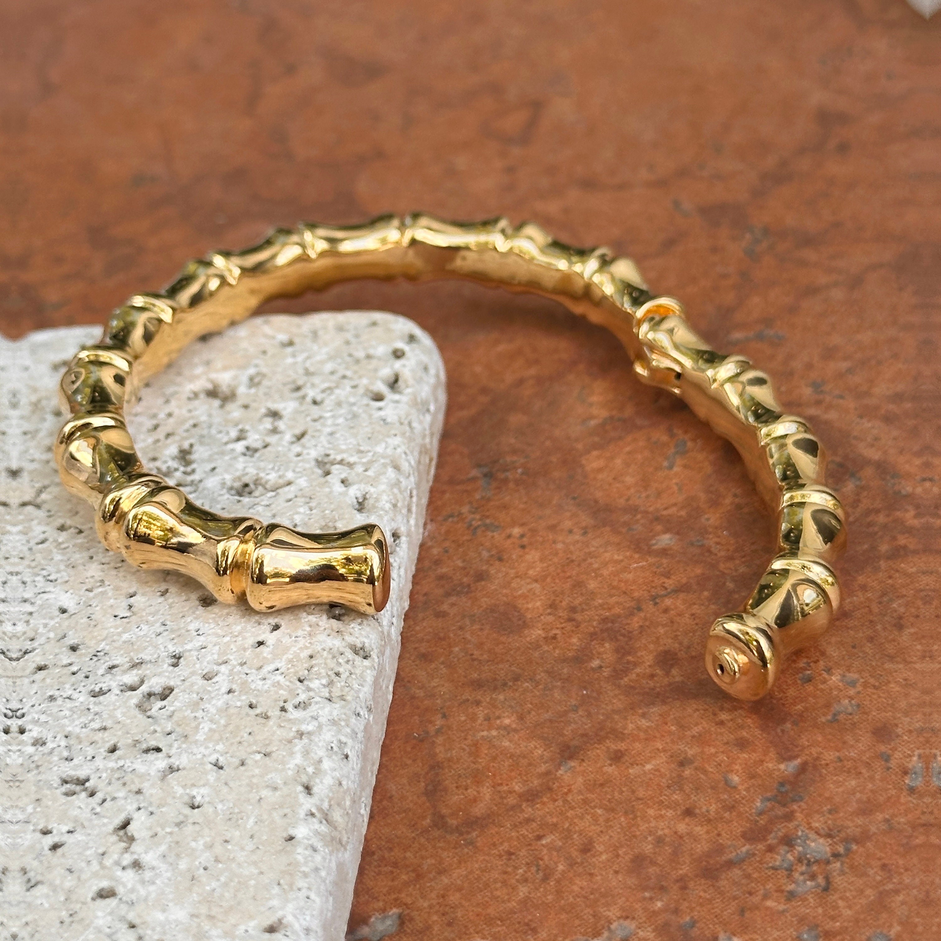 Vintage 14KT Yellow Gold Bamboo Design Style Bangle Bracelet