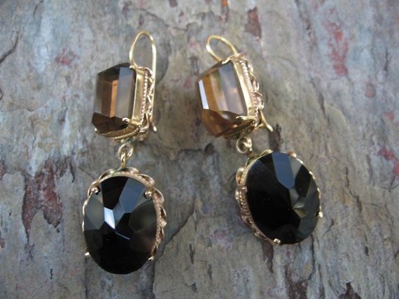 Estate 14KT Yellow Gold Multi Color Smokey Quartz… - image 4