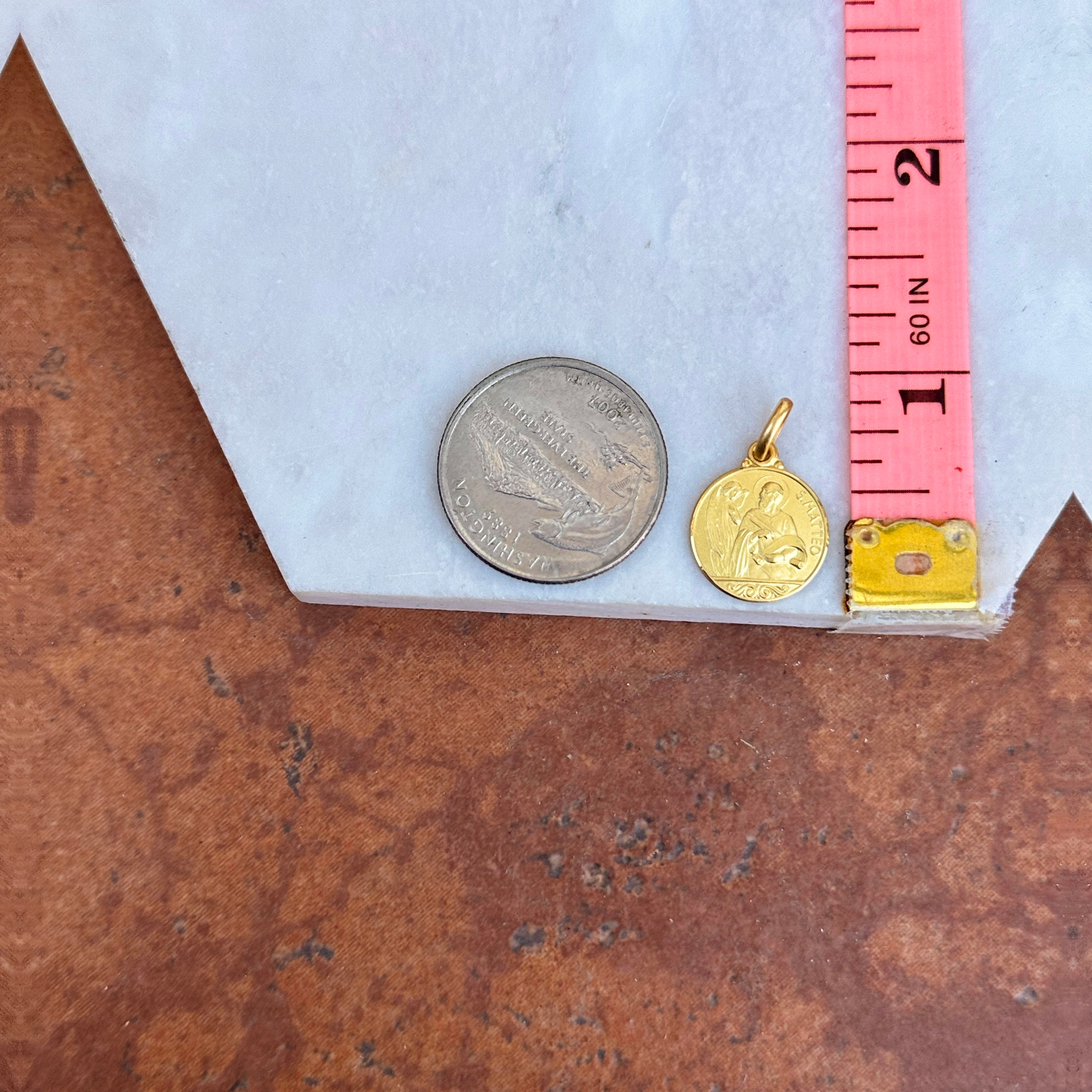 14KT Yellow Gold Solid Matte St Matthew Matteo Patron Saint of