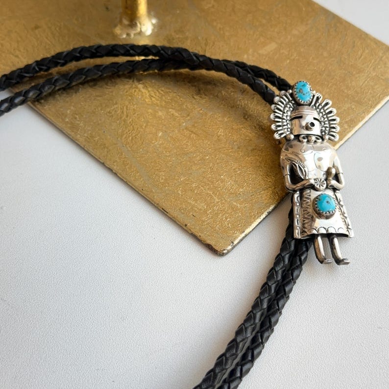 Native American Kachina Sterling Silver Turquoise Bolo Tie Necklace - Etsy