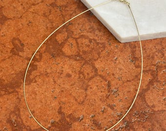 14KT Gelbgold .60 mm Hals Drahtgewebe Kette Kabel Runde Kragen Halskette NEU Karabinerverschluss