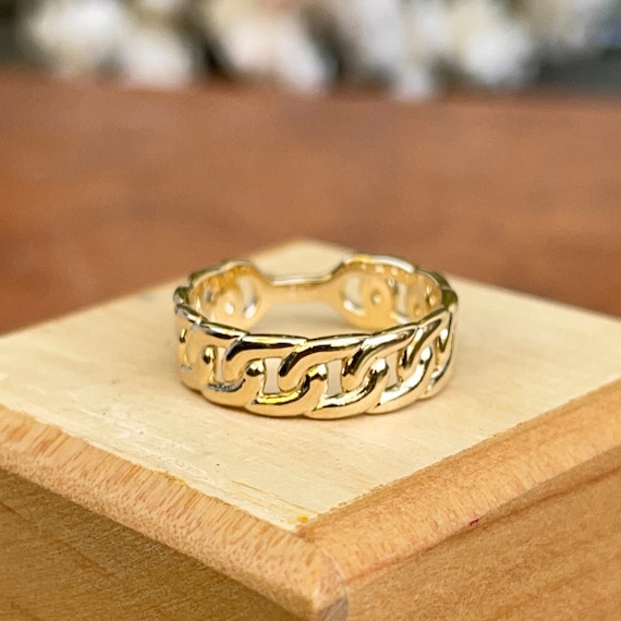 10KT Yellow Gold Open Chain Link Design Ring NEW Size 7 - Etsy Canada