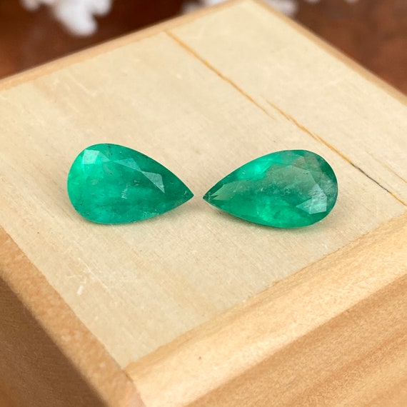 6 Colombian emerald pear loose faceted natural gems 4x3mm each 