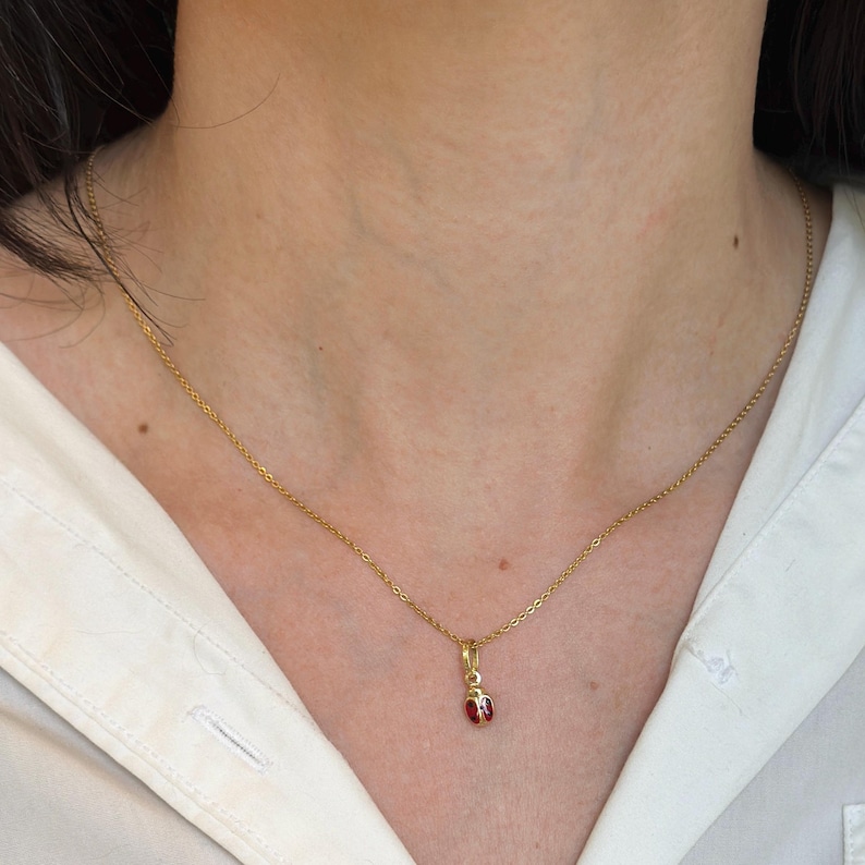 Yellow Card Small 14KT Yellow Gold Enamel Ladybug Pendant Charm Double Sided Red - Etsy ...