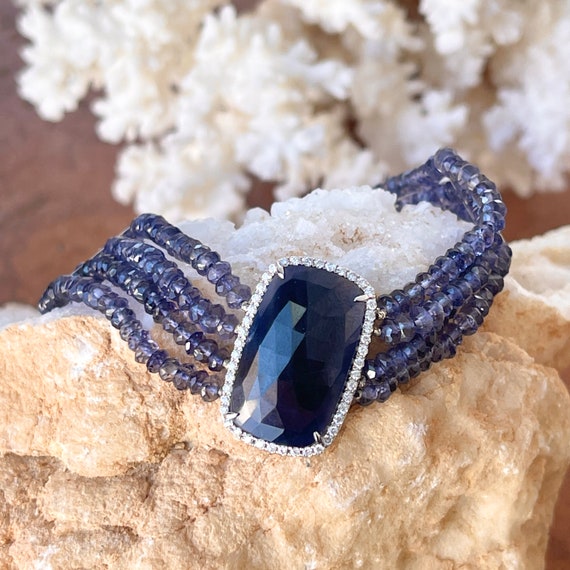 Natural Stone Round Beads Dark Blue Tourmaline Angelite - Temu