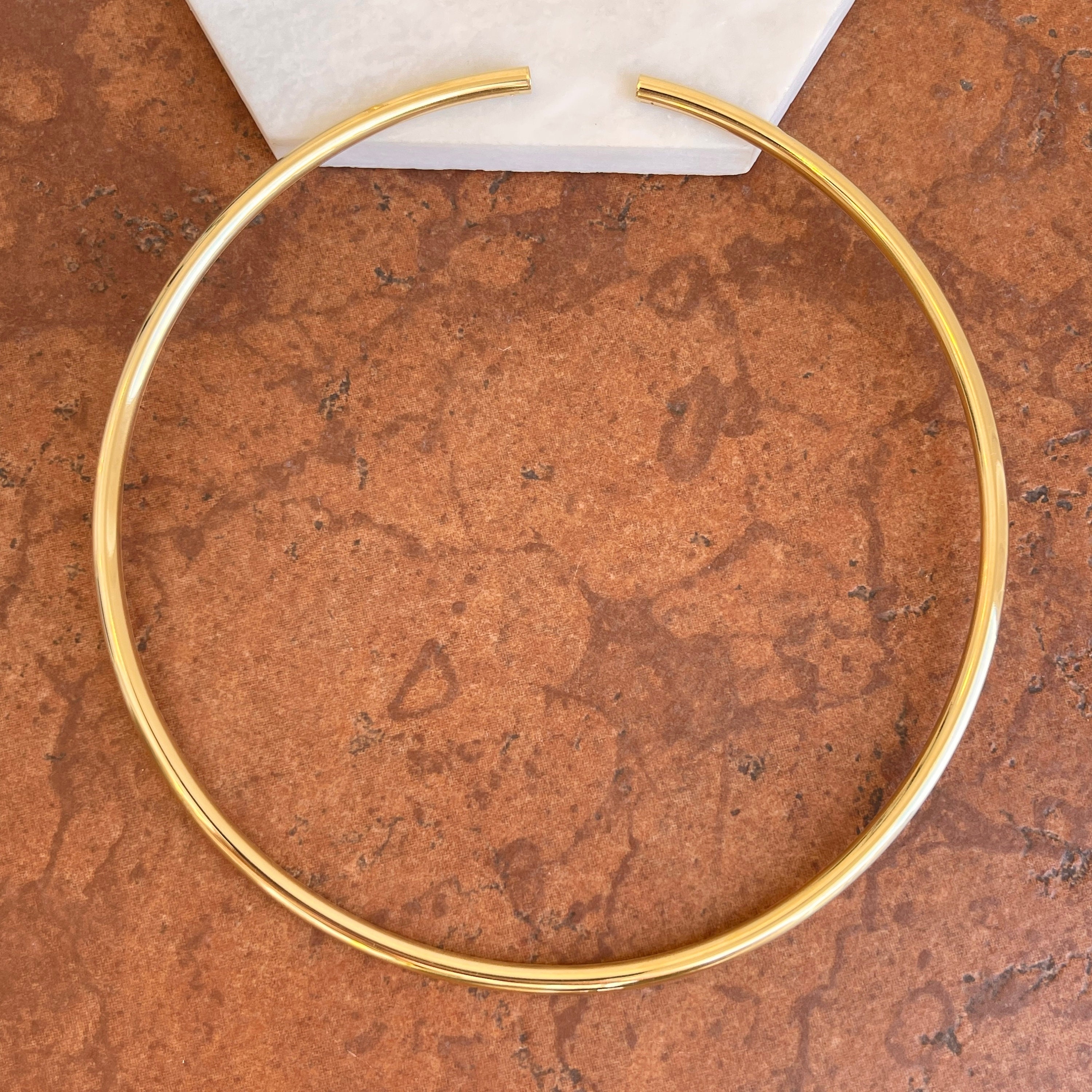 14KT Yellow Gold PLATED Silver Vermeil Neck Wire Ring Collar Necklace Open  Collar Tube 4mm - Etsy