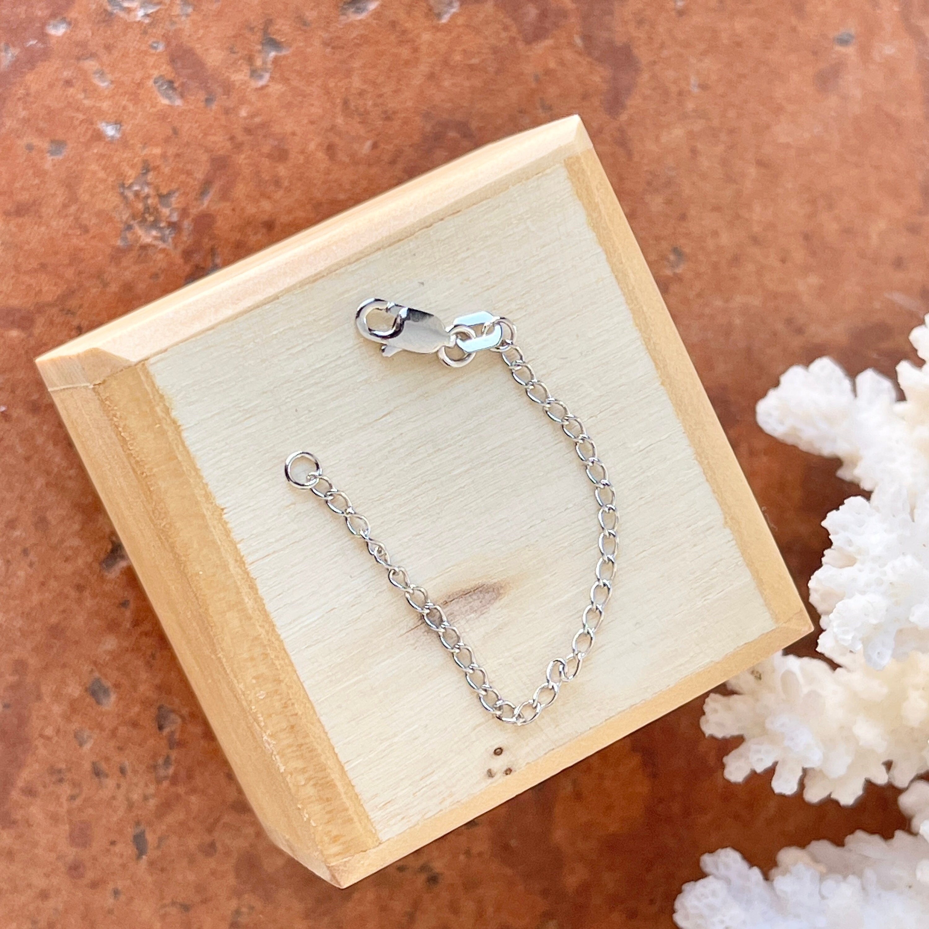 14KT White Gold Necklace Extender Safety Chain 3 Length Etsy