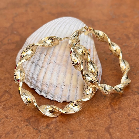 14KT イエロー ゴールド 光沢 7 MM ツイスト サテン リボン ギリシャ