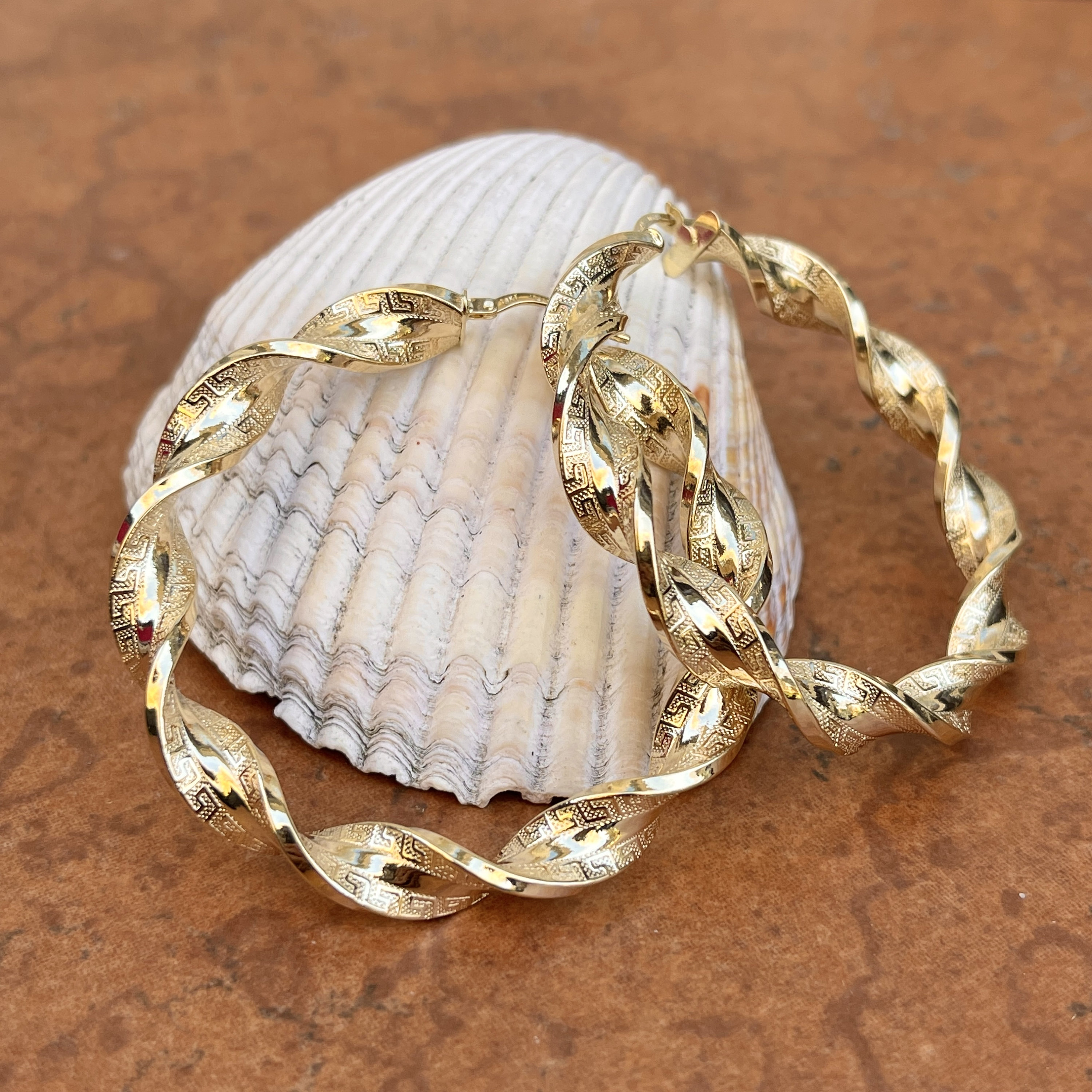 14KT イエロー ゴールド 光沢 7 MM ツイスト サテン リボン ギリシャ