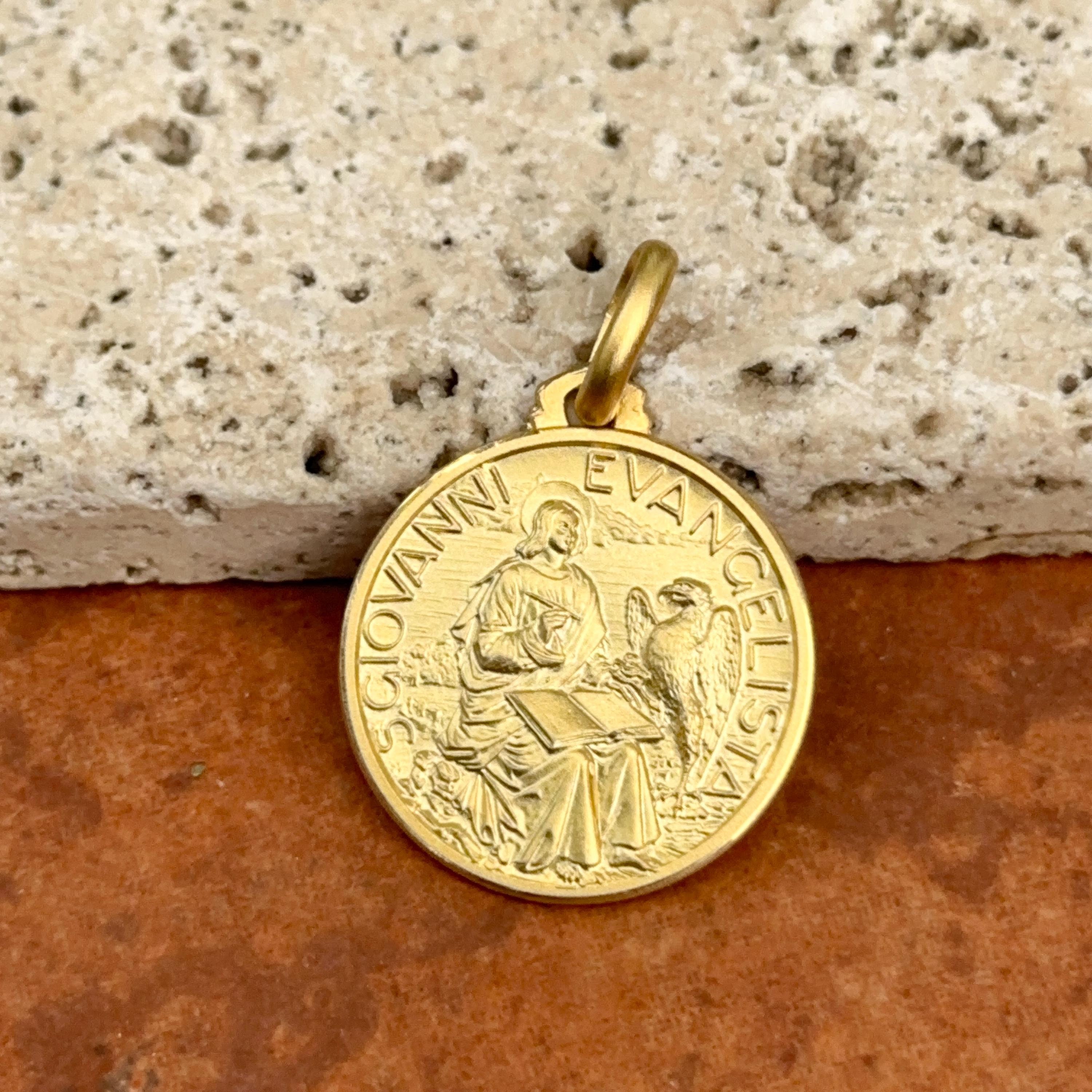 アクセサリー bal original CULT MEDAL PENDANT 14KT Yellow Gold St John the Baptist Medal Pendant Charm 21mm