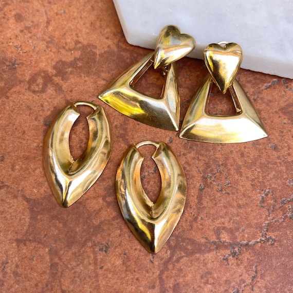 Vintage Gold-Tone Heart + Triangle Shapes Door Kn… - image 1