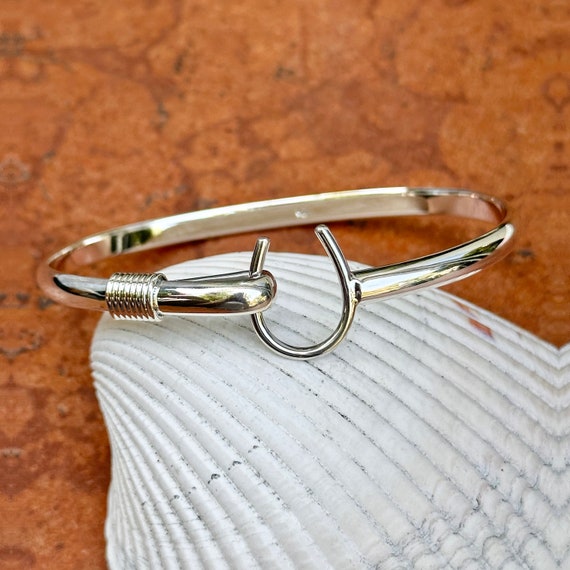 Sterling Silver Horseshoe Hook Clasp Bangle Bracelet NEW Stacking Bangle -   Canada