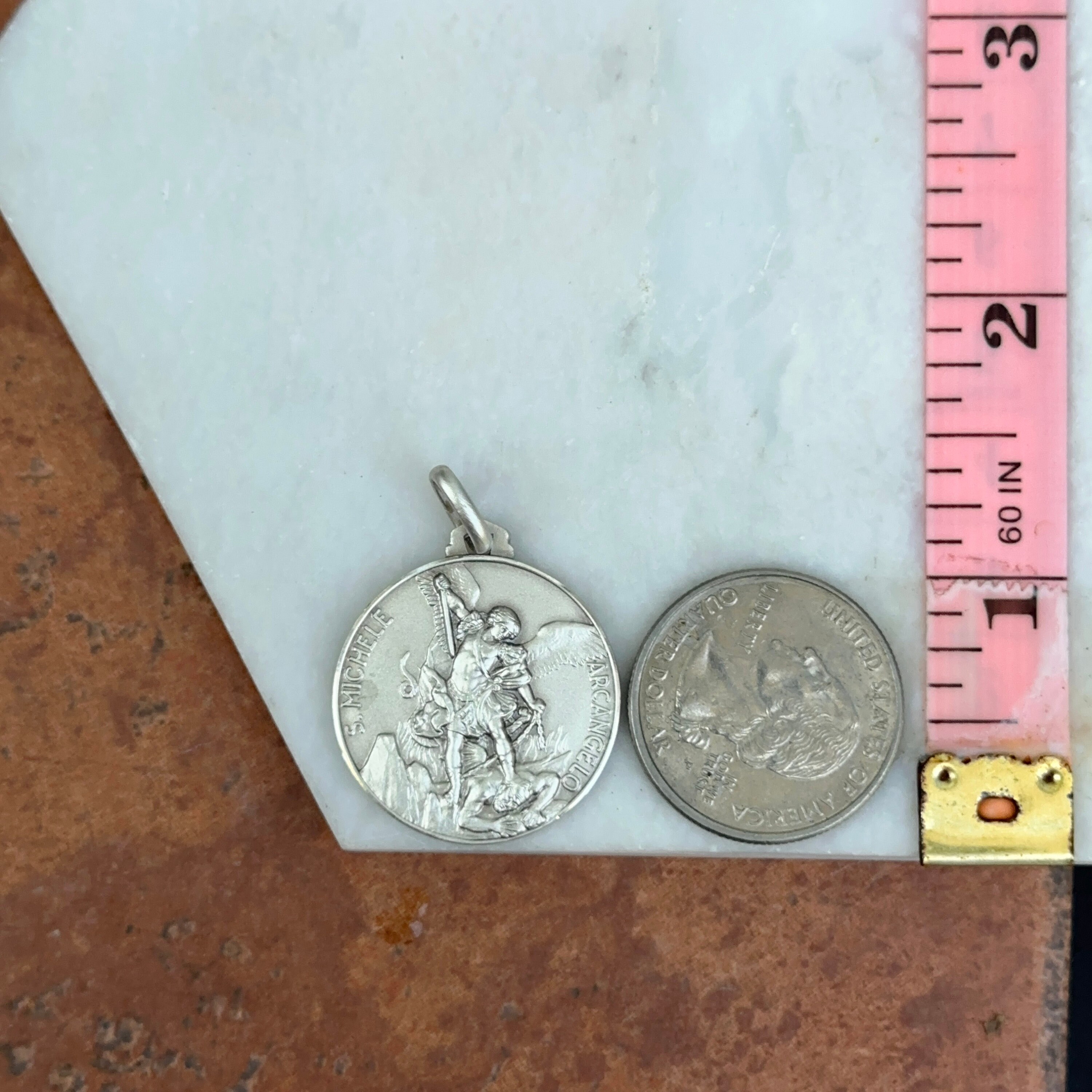 Sterling Silver Antiqued St Michael Patron Saint of Police Round ...