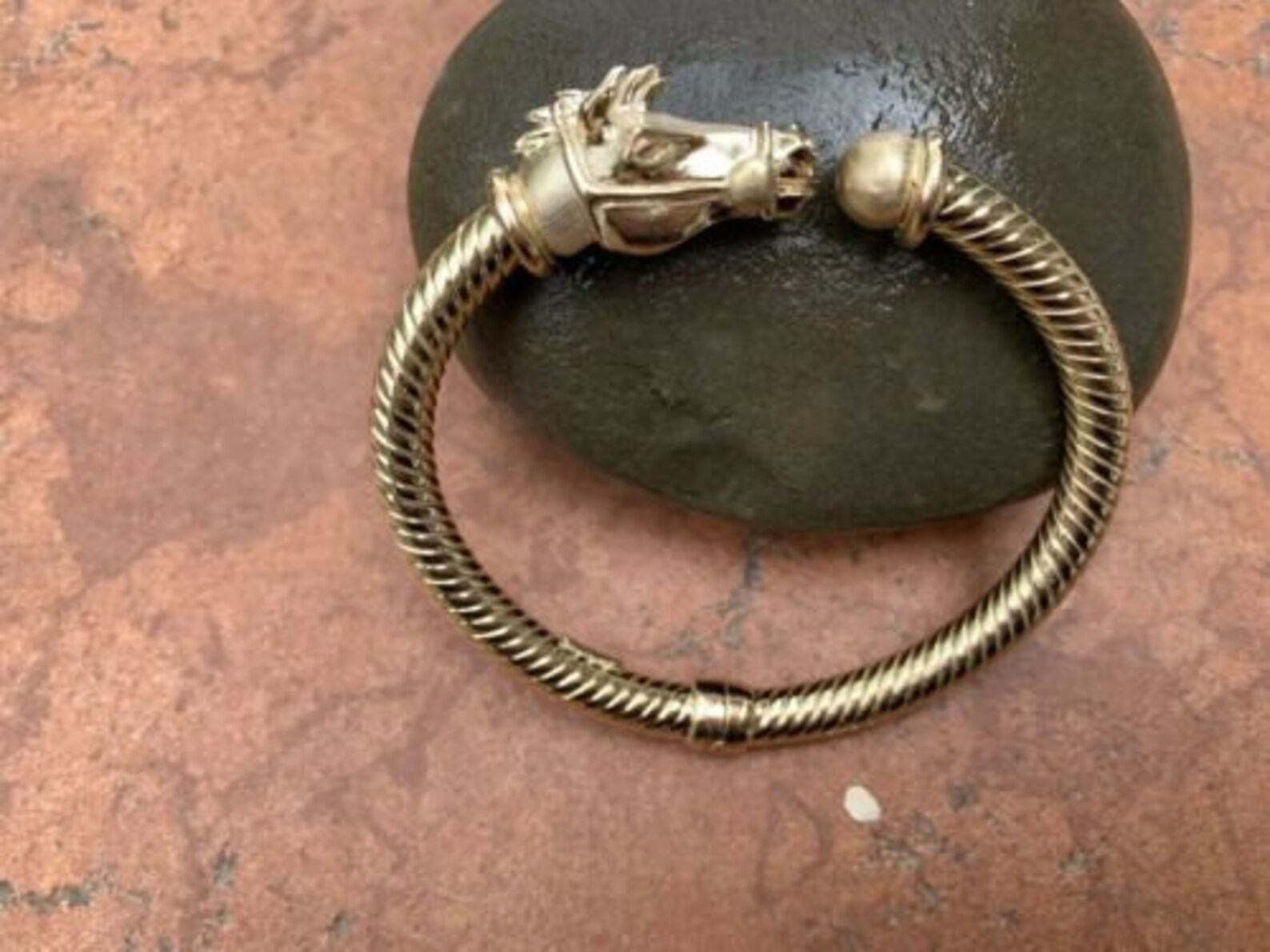 14KT Yellow Gold Horse Head End Caps Cuff Bangle Bracelet Etsy UK