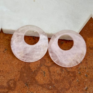 Genuine Estate Polished Rose Pink Quartz Donut Earring Charms Round To Add To Hoops Interchange 40mm