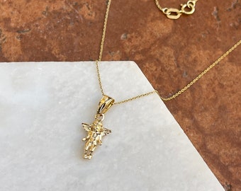 14KT Yellow Gold 3D Guardian Baby Angel Small Pendant Chain Necklace NEW Various Lengths Available