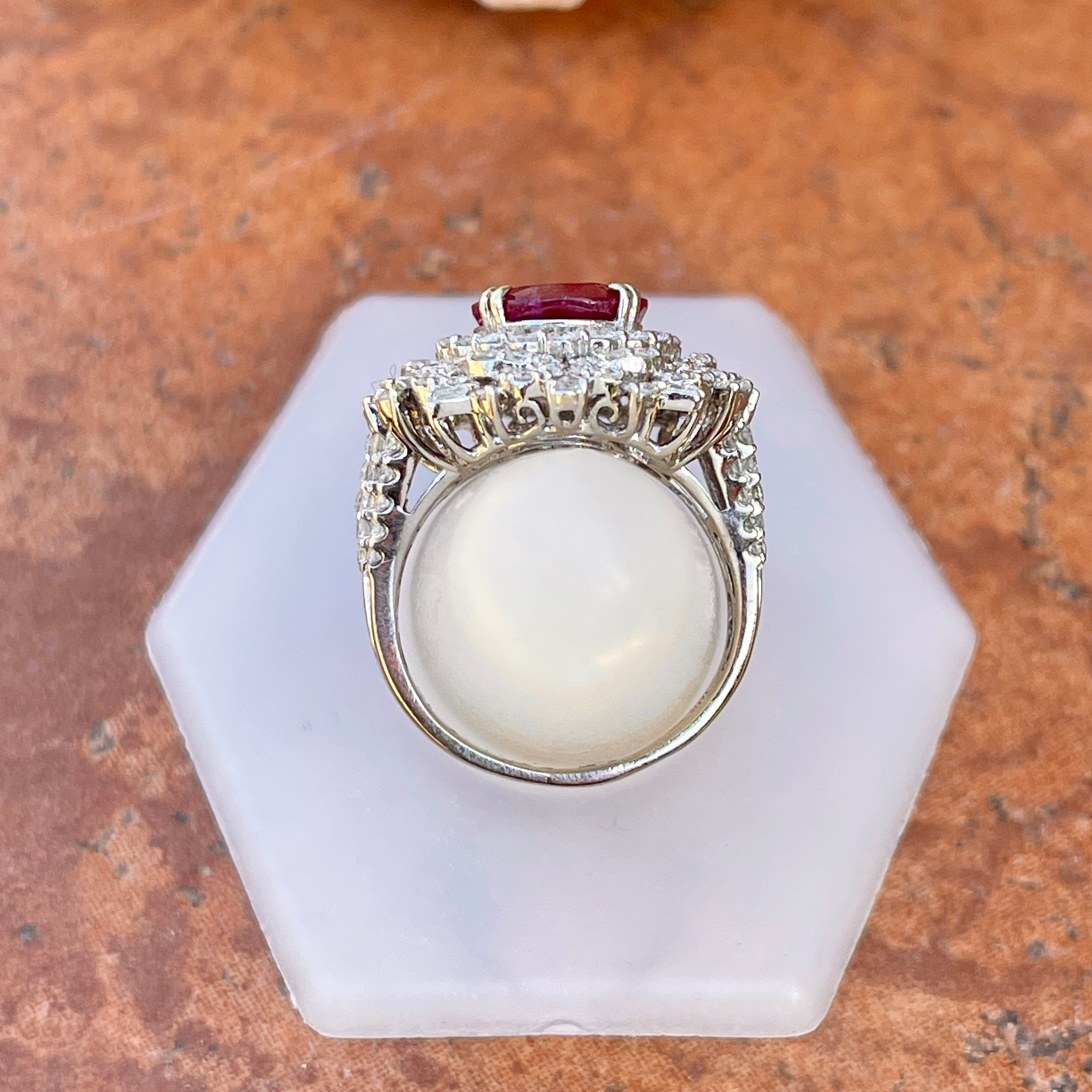 Estate Vintage Large 18KT White Gold Pave Diamond Round + Estate Vintage Large 18KT White Gold Pave Diamond Round +